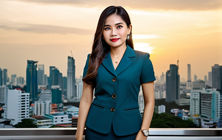 **Prompt:** A Thai businesswoman in a modern, modest, and professional dress, standing in front of the Bangkok skyline at sunset, fully clothed, appropriate attire, safe for work, perfect anatomy, natural proportions, professional photography, high quality, family-friendly.