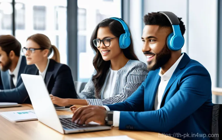 직업 변화에 대한 기업의 책임 - **Prompt**: "A diverse group of professional adults, ranging from young professionals to experienced...