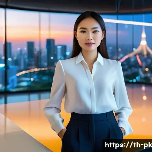 기술 변화와 관련된 직업의 진입 장벽 - **Prompt:** A confident young Thai woman, in her early 30s, dressed in a smart, contemporary busines...